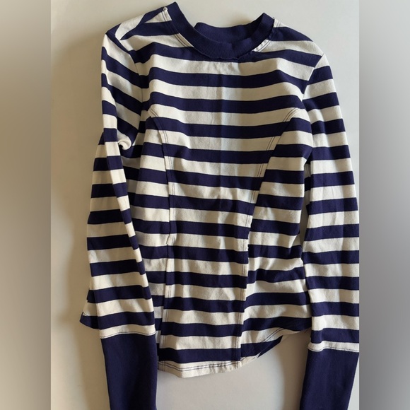 Maeve Anthropologie Navy and white striped long sleeve top #stripes - Picture 4 of 5